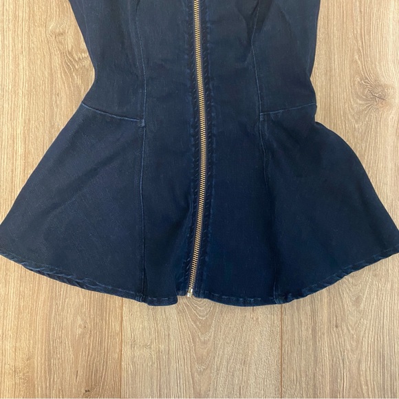Guess Zip Front Denim PeplumTop - Picture 5 of 6